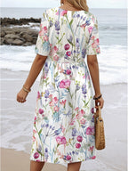 Women's Flowy Floral Print Midi Dress