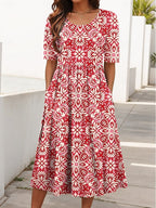 Women's Flowy Floral Print Midi Dress
