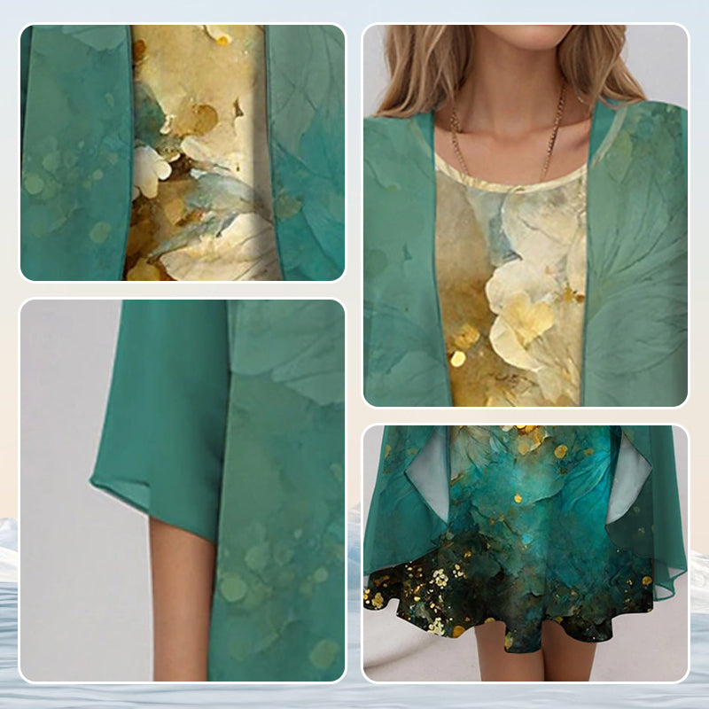 Dames Elegante 2 Delige Midi Jurk Set
