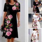 Dames Midi Jurk Bloemenprint Licht