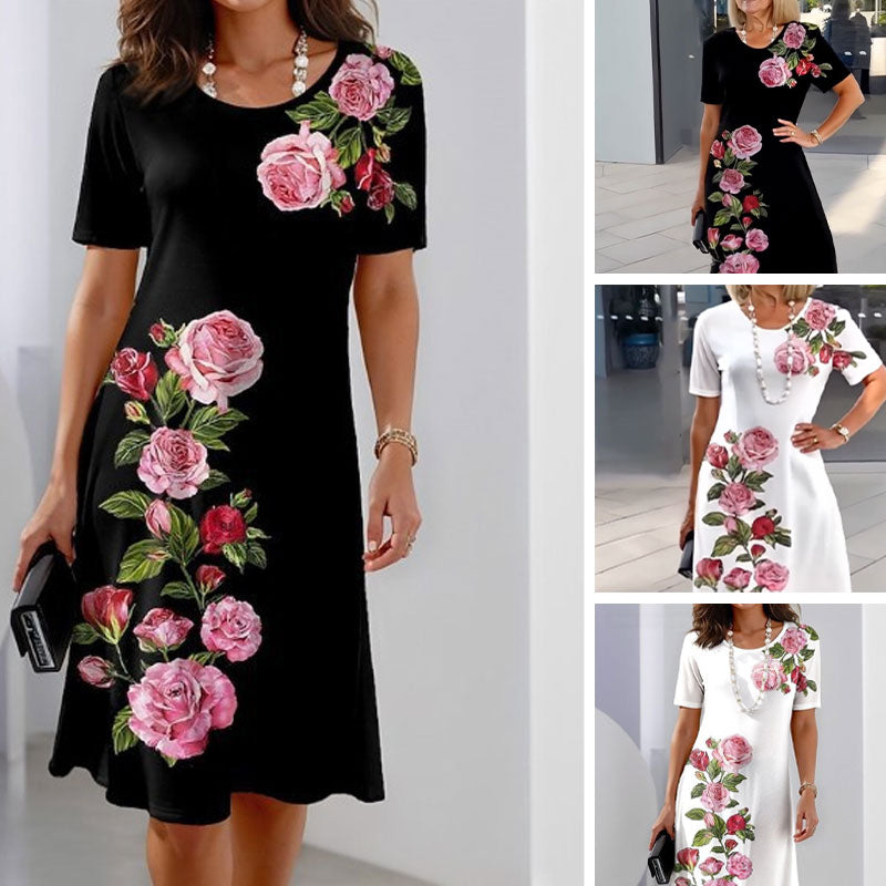 Dames Midi Jurk Bloemenprint Licht