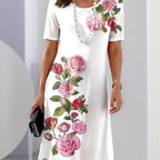 Dames Midi Jurk Bloemenprint Licht