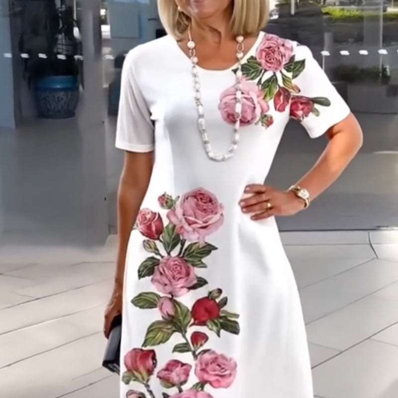Dames Midi Jurk Bloemenprint Licht