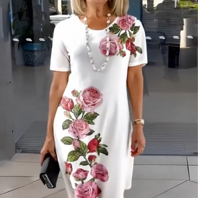 Dames Midi Jurk Bloemenprint Licht