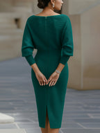 Dames Gedrapeerde Midi Jurk Elegant