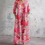 Dames Maxi Jurk V Hals Bloemenprint