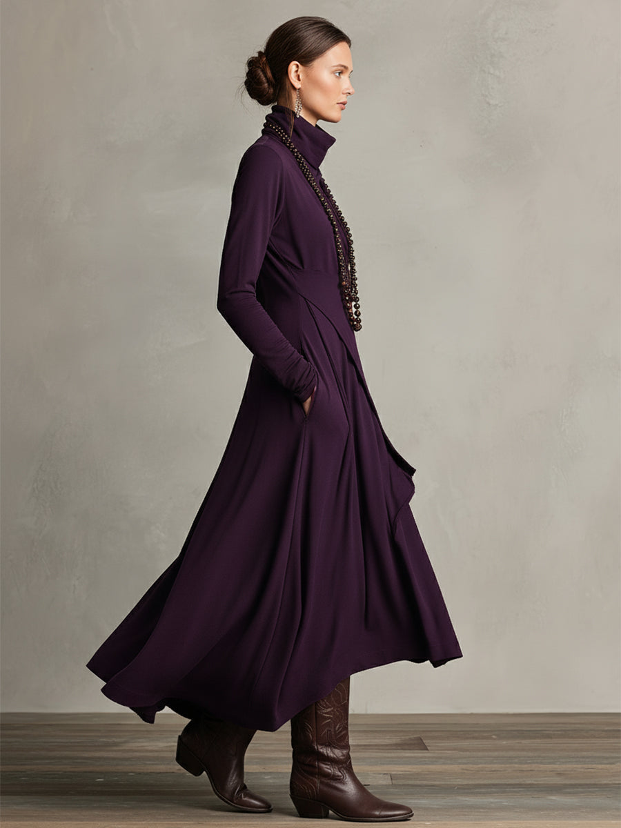Dames Asymmetrische Gebreide Maxi Jurk