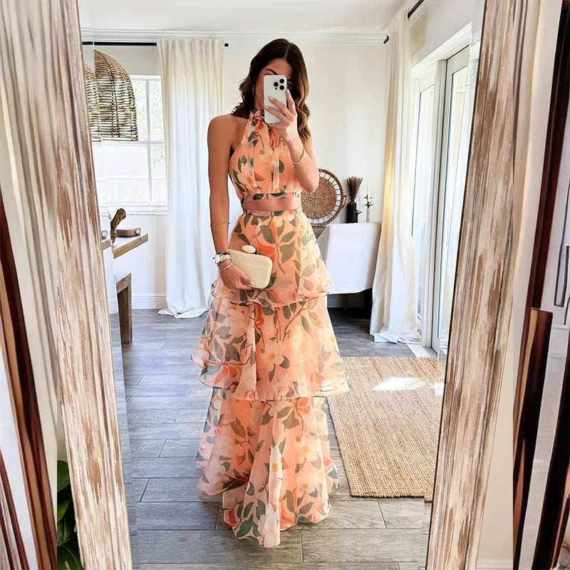 Queensley Jurk | Set van Mouwloze Top en Gelaagde Rok