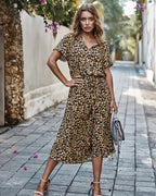 Dames Zomer Midi Jurk Dierenprint