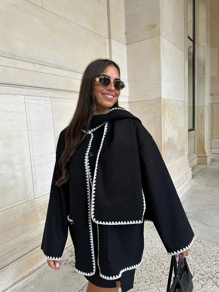 Yadira Jas | Herfst Wolmix Jas met Franjes