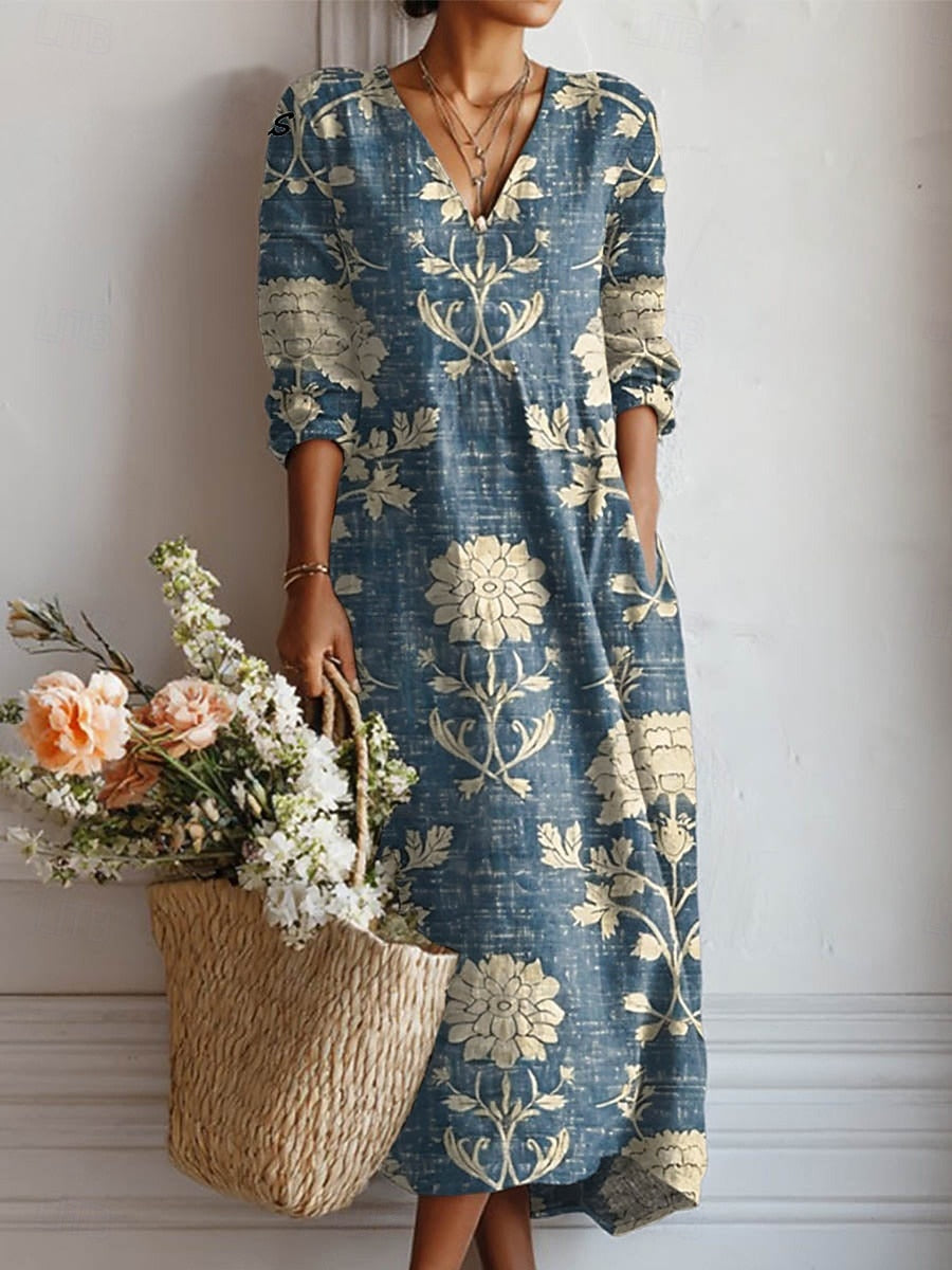 Dames Comfortabele Midi Jurk met Casual Stijl