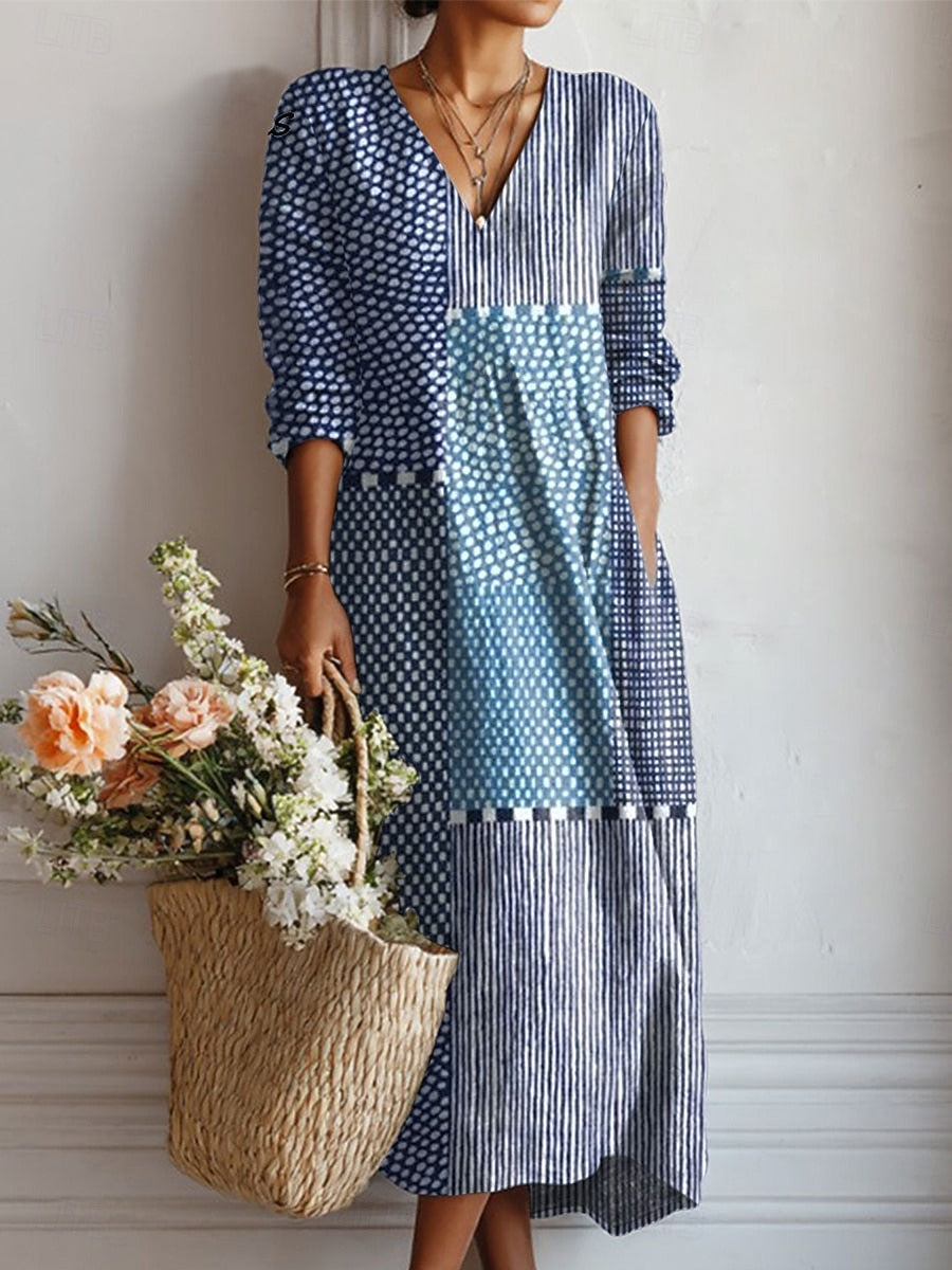 Dames Comfort Midi Jurk Oceaan Kleuren