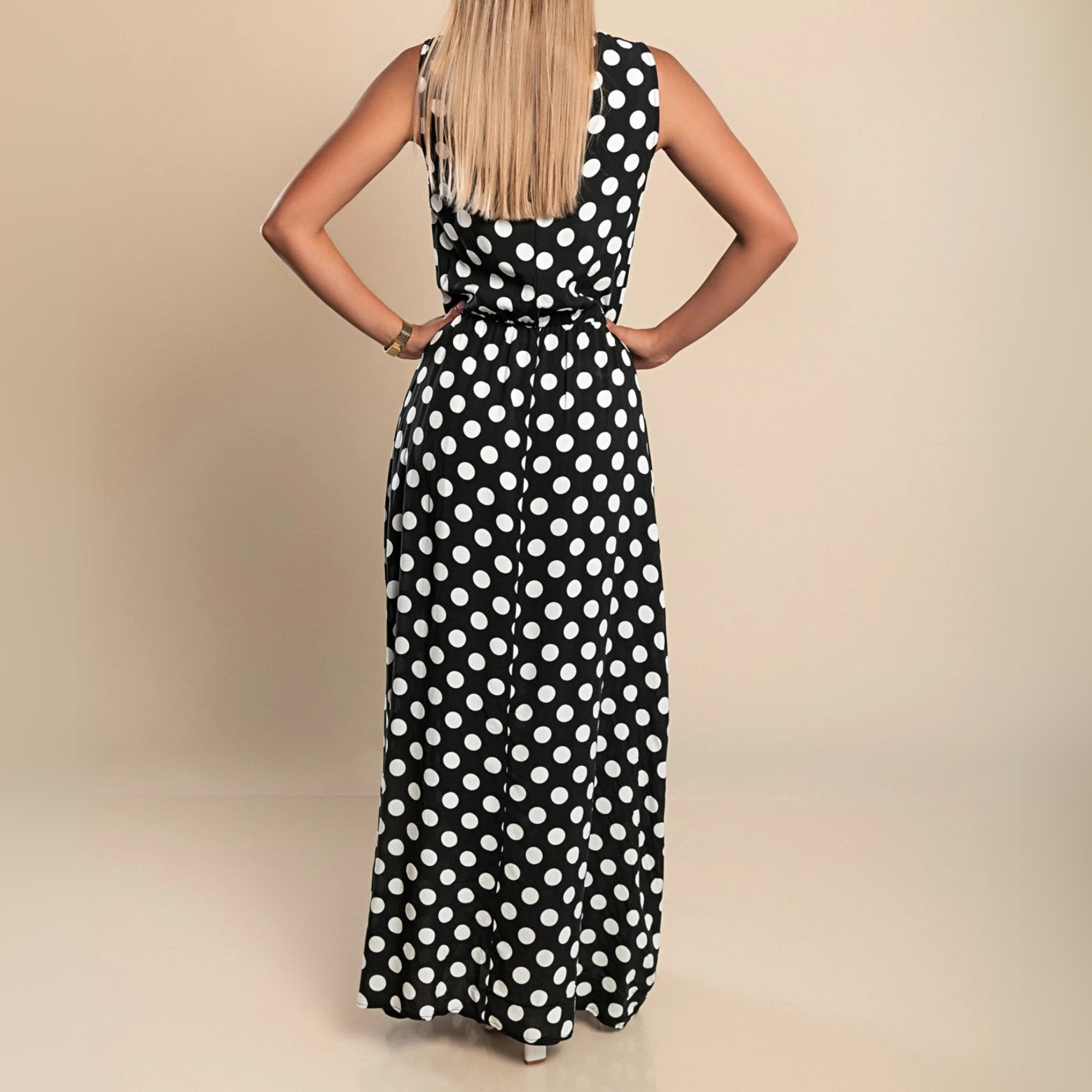 Dames Maxi Jurk Stippenprint