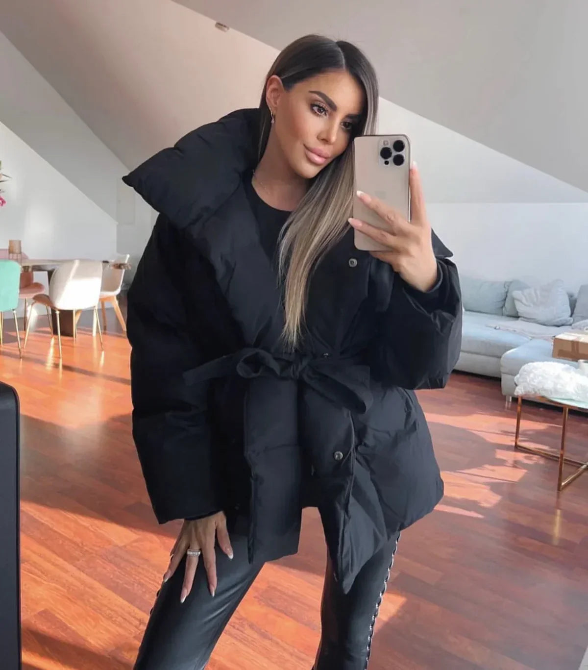 Zaida Jas | Winter Gewatteerde Jas met Ceintuur