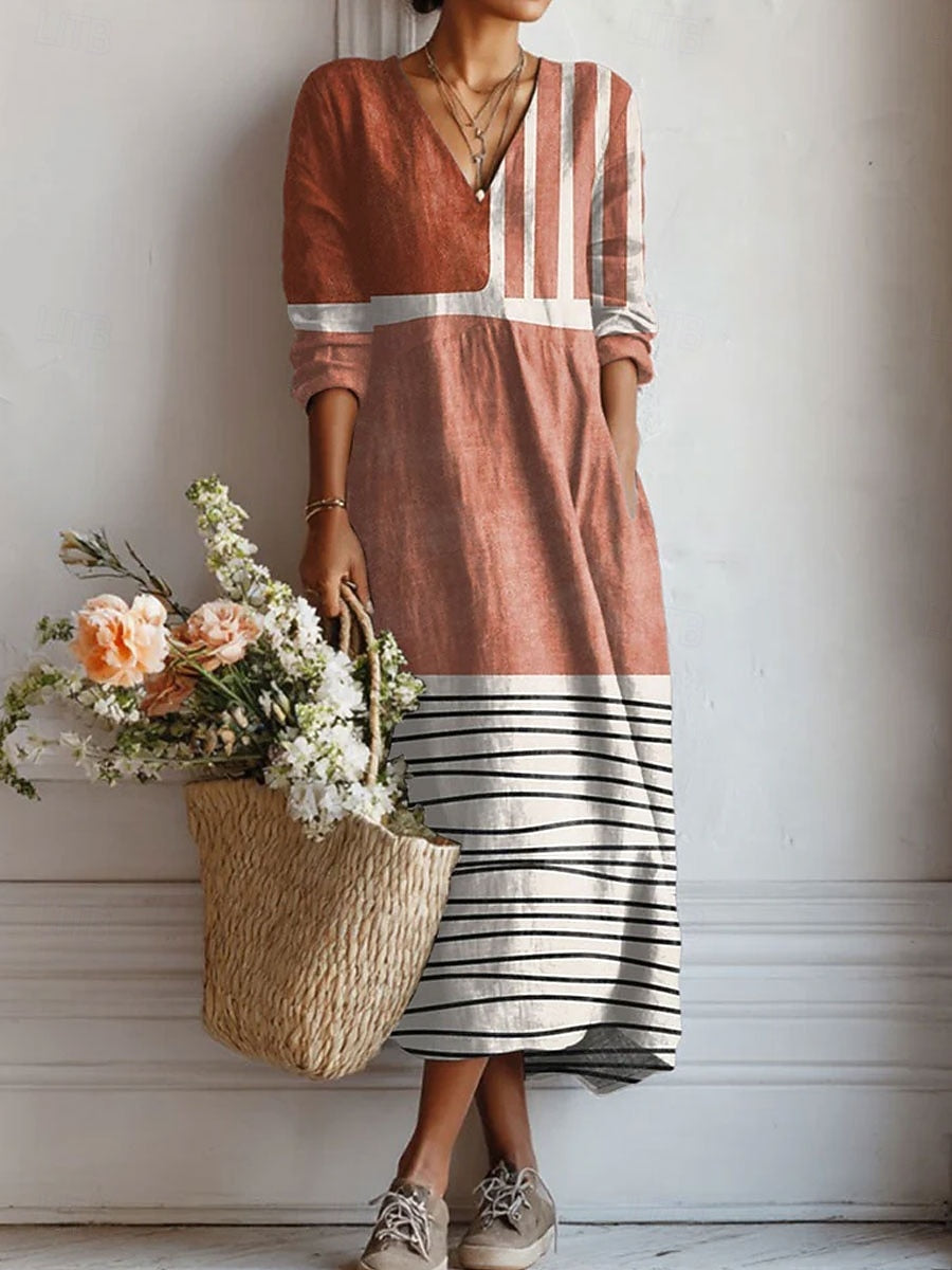 Dames Comfortabele Midi Jurk met Relaxte Pasvorm