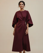 Dames Midi Jurk Lantaarnmouwen met Riem