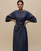 Dames Midi Jurk Lantaarnmouwen met Riem