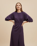 Dames Midi Jurk Lantaarnmouwen met Riem