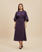 Dames Midi Jurk Lantaarnmouwen met Riem