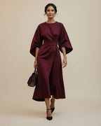 Dames Midi Jurk Lantaarnmouwen met Riem