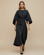 Dames Midi Jurk Lantaarnmouwen met Riem