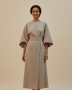 Dames Midi Jurk Lantaarnmouwen met Riem