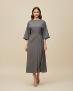 Dames Midi Jurk Lantaarnmouwen met Riem