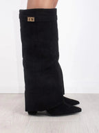 Dames Suède Boots met Gouden Details
