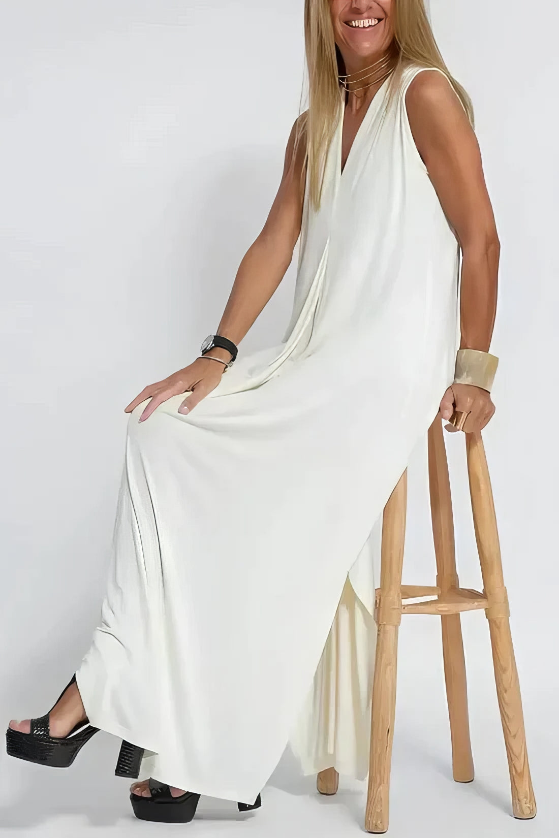 Dames Gelaagde Maxi Jurk met Vest