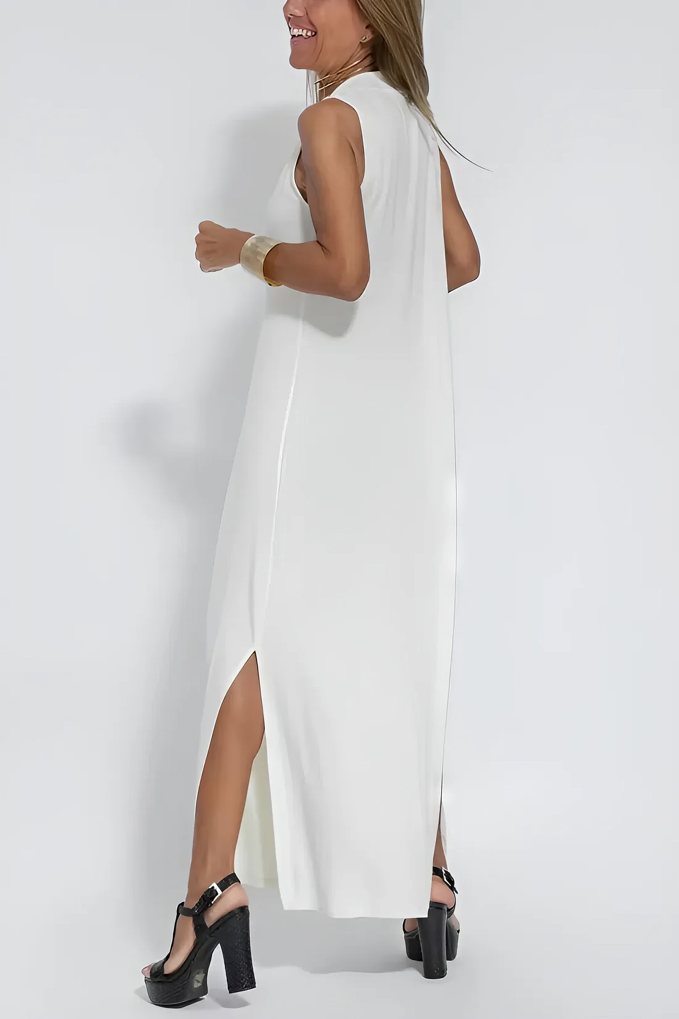 Dames Gelaagde Maxi Jurk met Vest