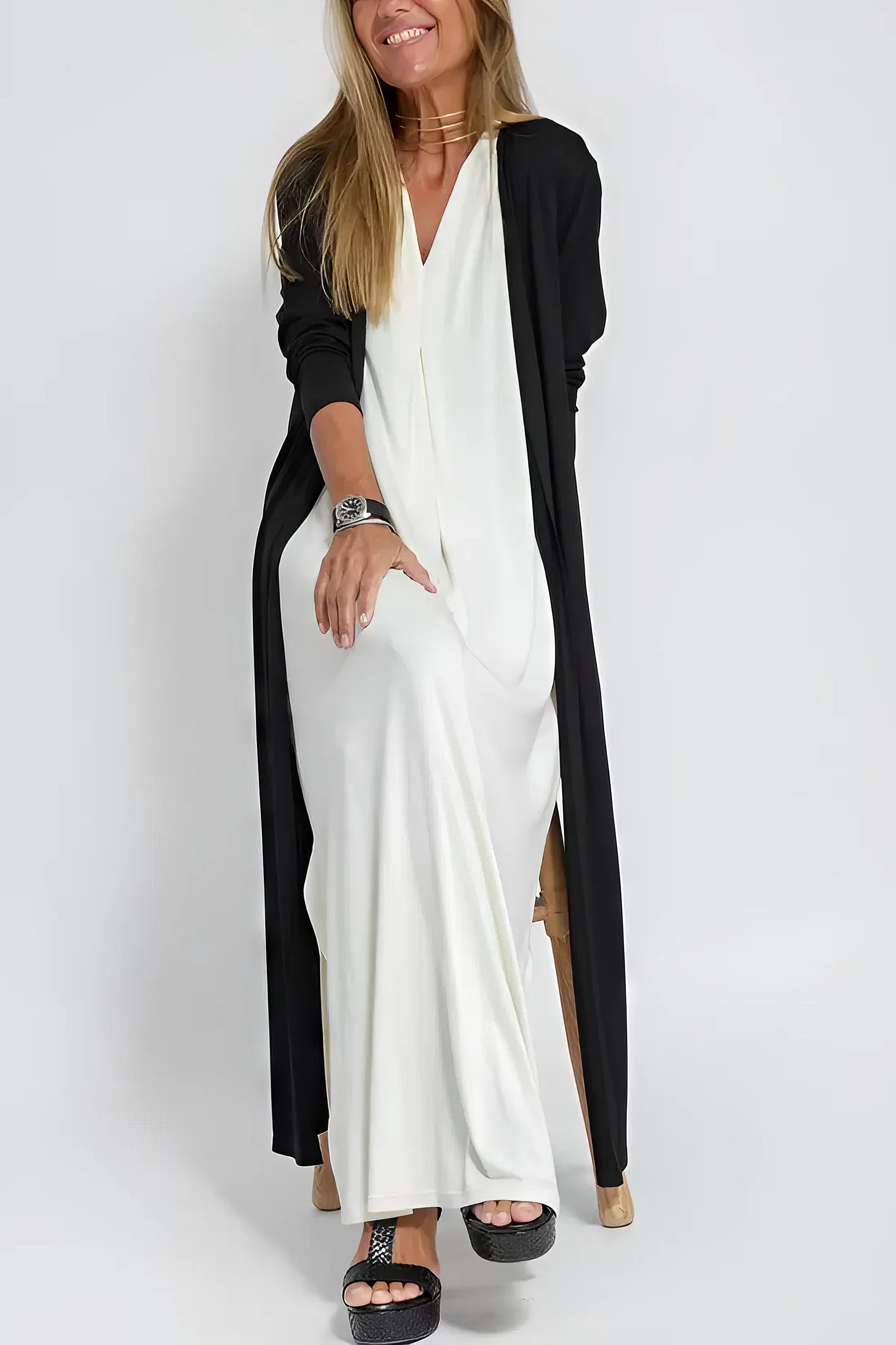 Dames Gelaagde Maxi Jurk met Vest