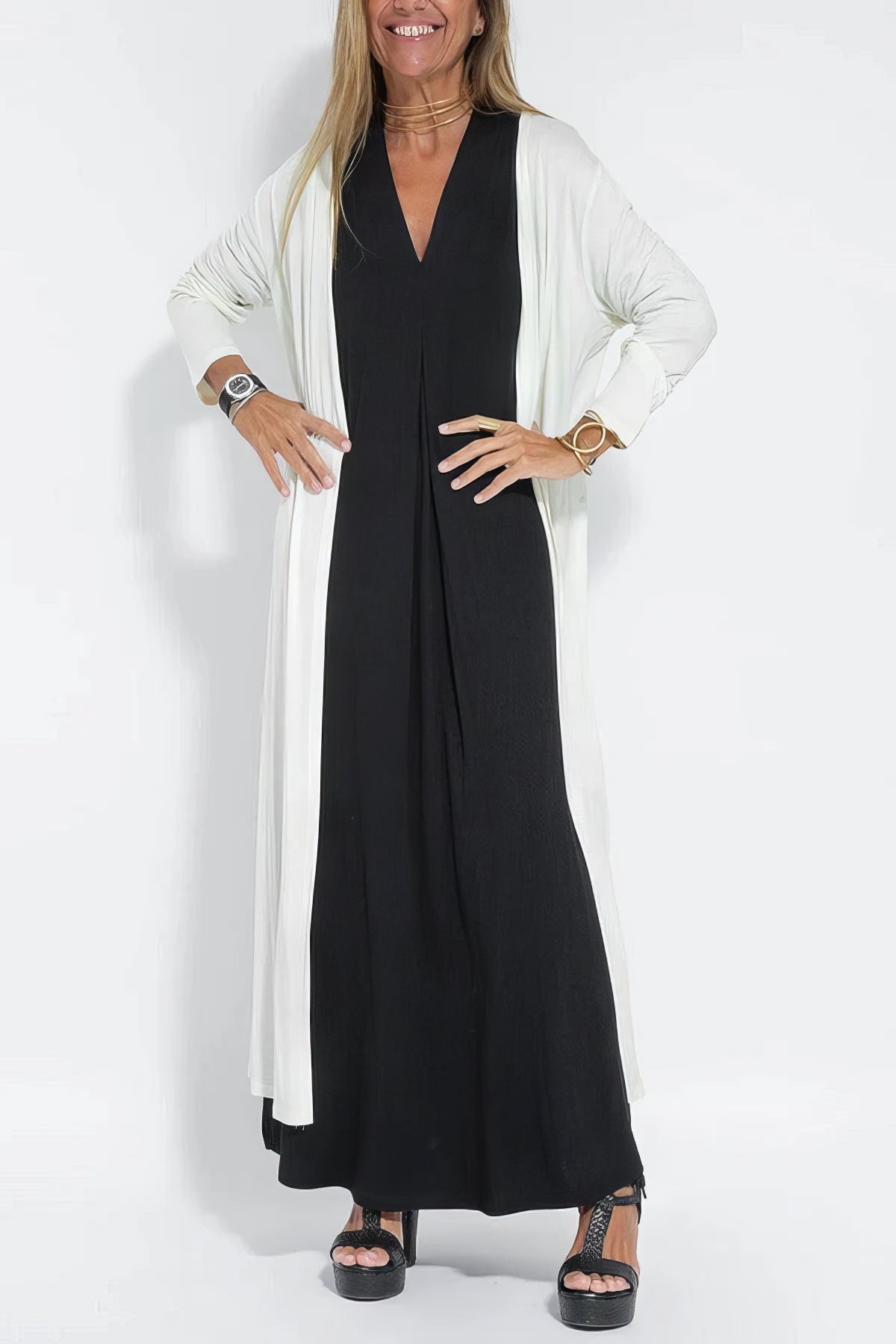 Dames Maxi Jurk met Vest Set