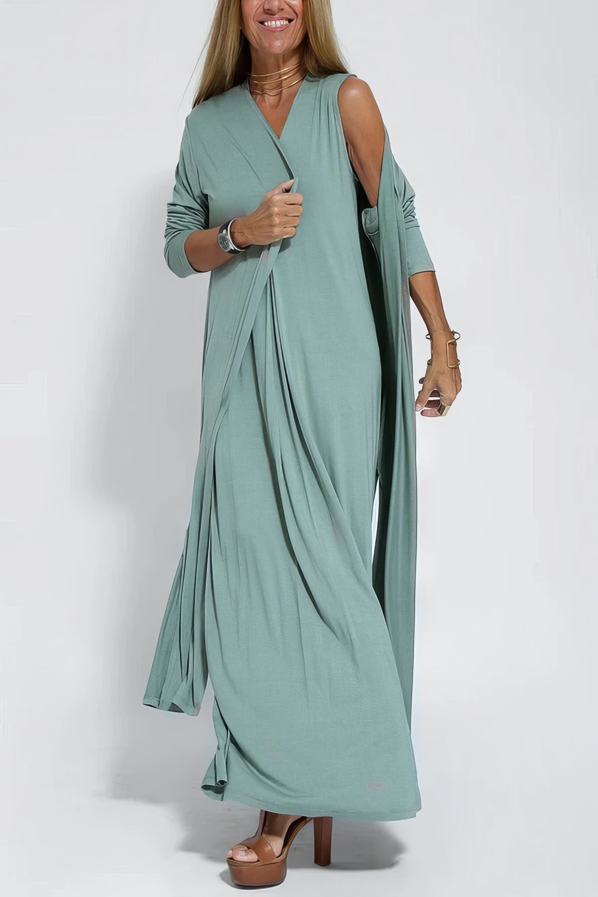 Dames Maxi Jurk met Vest Set