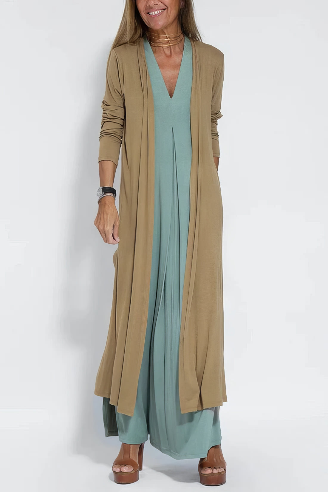 Dames Maxi Jurk met Vest Set