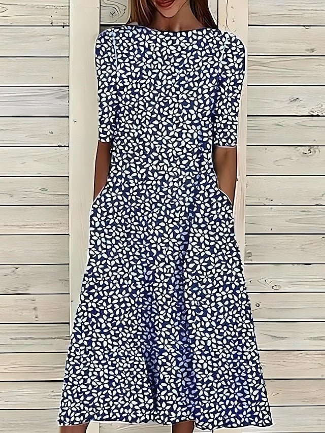 Dames Coastal Midi Jurk Bloemenprint
